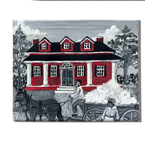 Richard E Roebuck 10x8 Red Brick House on Canvas WP4257